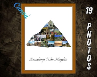 Mountain Photo Collage Canva Template, Travel Photo Collage, Adventure Memory Template, Hiking Photo Grid,Printable Wall Art, Editable Canva
