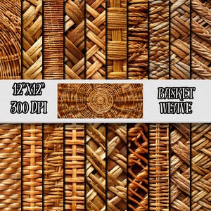 Papéis digitais com textura de cesta de vime, fundos de trama de vime, padrão de cesta trançada inspirado na natureza, papéis de scrapbooking de vime, diário de lixo