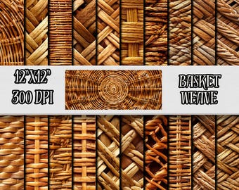 Wicker Basket Texture Digital Papers, Wicker Weave Backgrounds,Nature Inspired Basket Woven Pattern,Rattan Scrapbooking Papers, Junk Journal