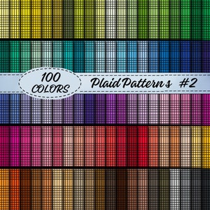 100 Colourful Seamless Plaid Digital Papers,Gingham Pattern Printable Scrapbooking Paper,Printable Digital Papers,Tartan Texture Background