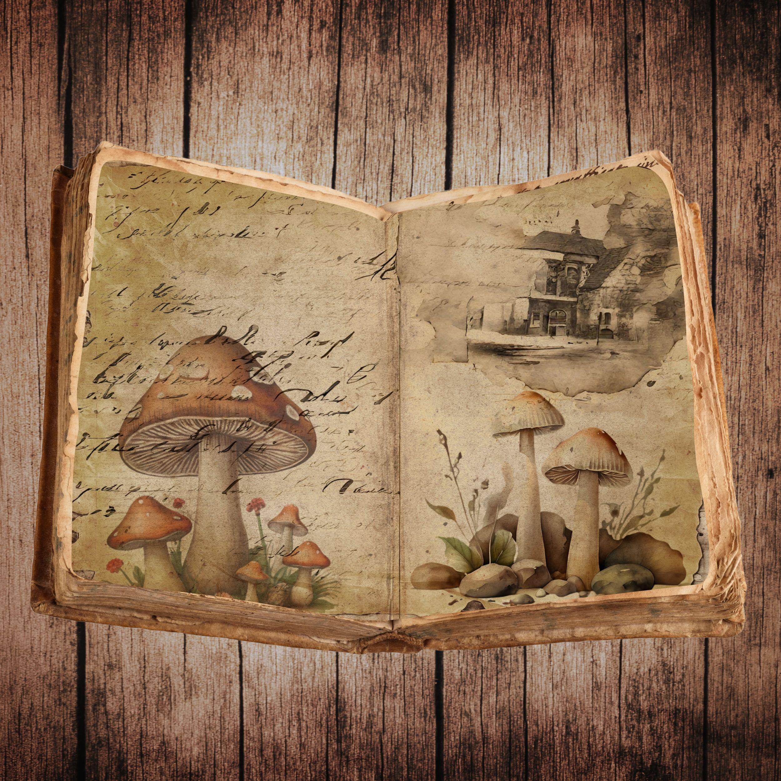 Vintage Mushroom Junk Journal Kit | Botanical Fungi Printable Papers ...
