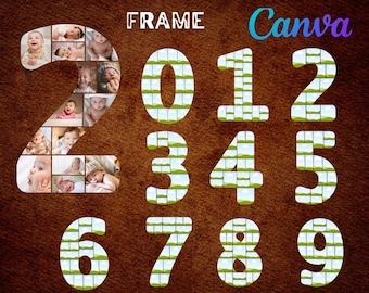 Canva ナンバーフレーム テンプレート: フォトコラージュ (デジタルダウンロード)