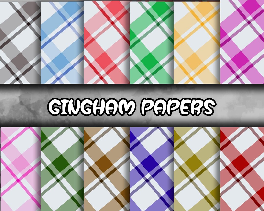 Colorful Gingham Digital Paper Pack: Scrapbook Backgrounds (commercial ...