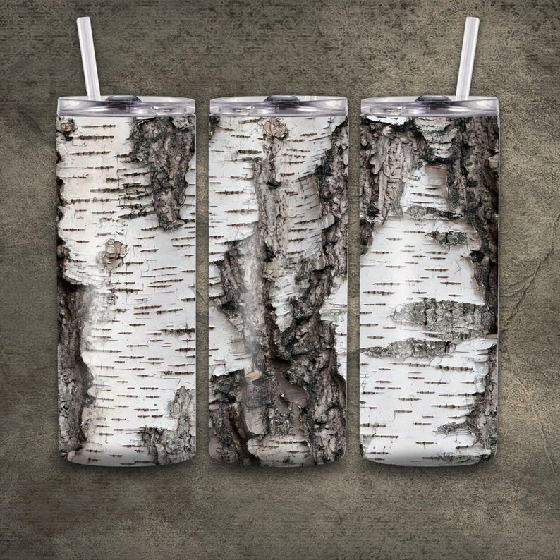 Birch Bark Seamless Pattern Digital Paper Pack, Realistic Birch Tree