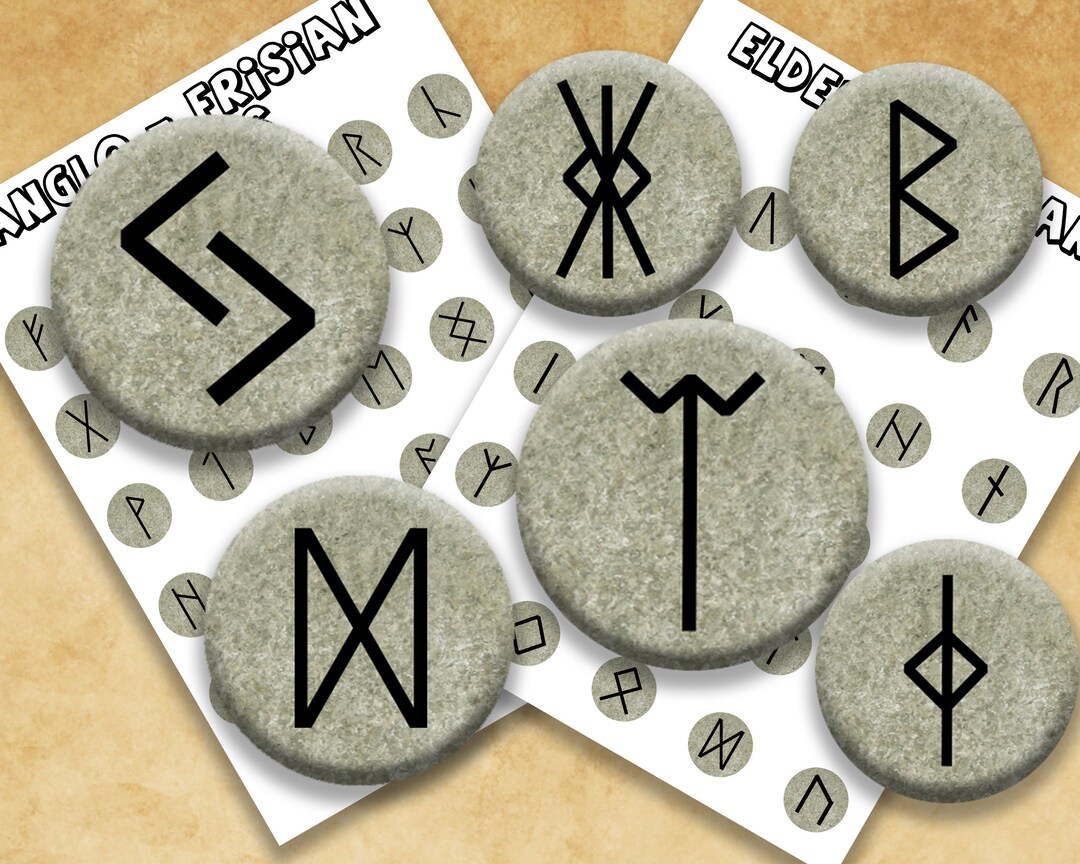 RUNIC ALPHABET Digital Collage Sheet,s Runes Pagan Heathen,printable Magical Runes for Jewellery ...