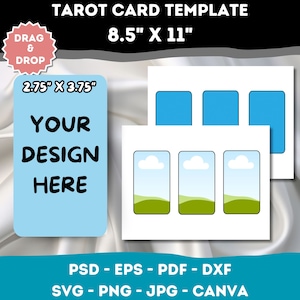 Modello modificabile carta tarocchi 2,75"X4,75", modello tarocchi Canva, modello immagine tarocchi fai da te, cornice Canva modificabile, crea la tua carta tarocchi