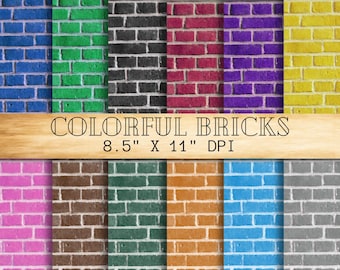 Brick Wall Pattern Digital Paper - Printable Brick Wall Textured Scrapbook  Paper, Background Paper,Instant Download, 8.5X11 JPG