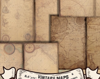 Kit de pages vintage pour carnet de voyage, carnet de voyage sur le thème des voyages, cartes de journalisation imprimables, carnet du voyageur, illustration imprimable de cartes