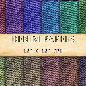 12 Denim Texturen Digitale Papiere, Washed Denim Digital Hintergrund, Jeans Texturen Scrapbook Papier - Print On Demand / Tapete/Digitaldruck
