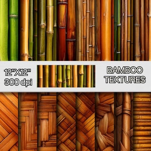 Bamboo Texture Digital Paper Pack, Bamboo Pattern Backgrounds, Nature Inspired Scrapbooking Papers, Realistic Bamboo Digital Papers