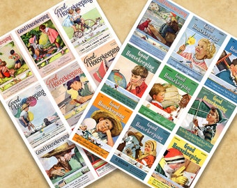 Vintage Good Housekeeping Magazine Covers- images Digital Collage Sheet #04 - Instant PDF | JPEG Download - Scrapbooking, Crafting