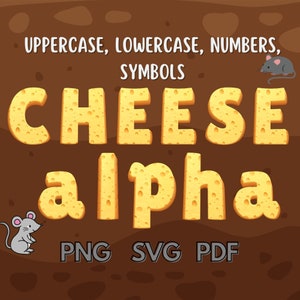 3D fromage lettres SVG, clipart alphabet fromage ensemble, 3D fromage PNG lettres et chiffres, majuscules, minuscules, chiffres, symboles au format PNG, SVG, Pdf