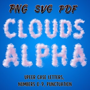 Ensemble de clipart lettres de l'alphabet nuages roses, SVG, clipart PNG, police de caractères nuages roses, nuages lettres et chiffres, lettres de l'alphabet 3D ciel