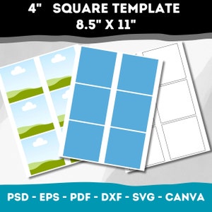 4-Zoll-Quadratische Vorlage, 4-Zoll-Vorlage in Psd, Eps, Pdf, Dxf und Canva, quadratische handwerkliche druckbare Vorlage