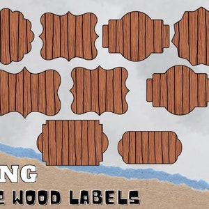Wooden Labels - Wood Labels Clip art - Wooden Tag Clipart -  Brown Wood Texture Labels in PNG