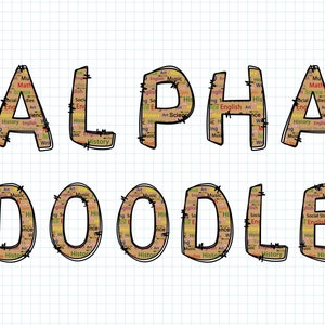 Back to School Doodle Alphabet Letters PNG, Alpha Doodle, Teachers Alpha , School day, School Supplies Clipart , Alpha Pack Digital Download
