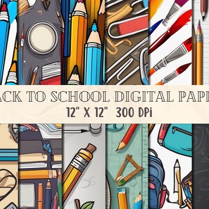 Zurück in der Schule Digitales Papier Bundle, Schultage Digitales Papier Paket, Schule Scrapbook Papier, Schule Scrapbook Papier, kommerzielle Nutzung #01