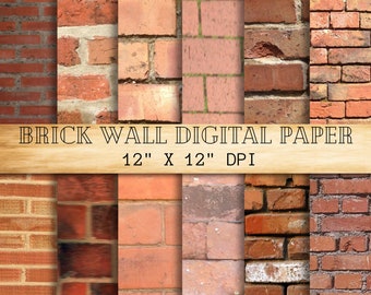 Brick Wall Digital Paper Pack-Instant Download printable"BRICK WALL"digital backdrop textures ,Scrapbooking Paper,Invites,Cardmaking no.150