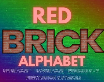 Red Brick Alphabet Letters Font, Brick Alphabet, Brick Number - Upper Case, Lower Case, Numbers, Punctuation and Symbols PNG