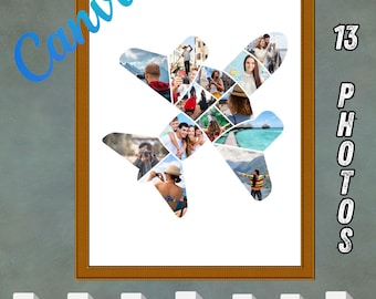 Flugzeug Foto Collage Vorlage | Flugzeug Vorlage | Reise-Foto-Collage | Personalisiertes einzigartiges Geschenk | Poster zum Ausdrucken