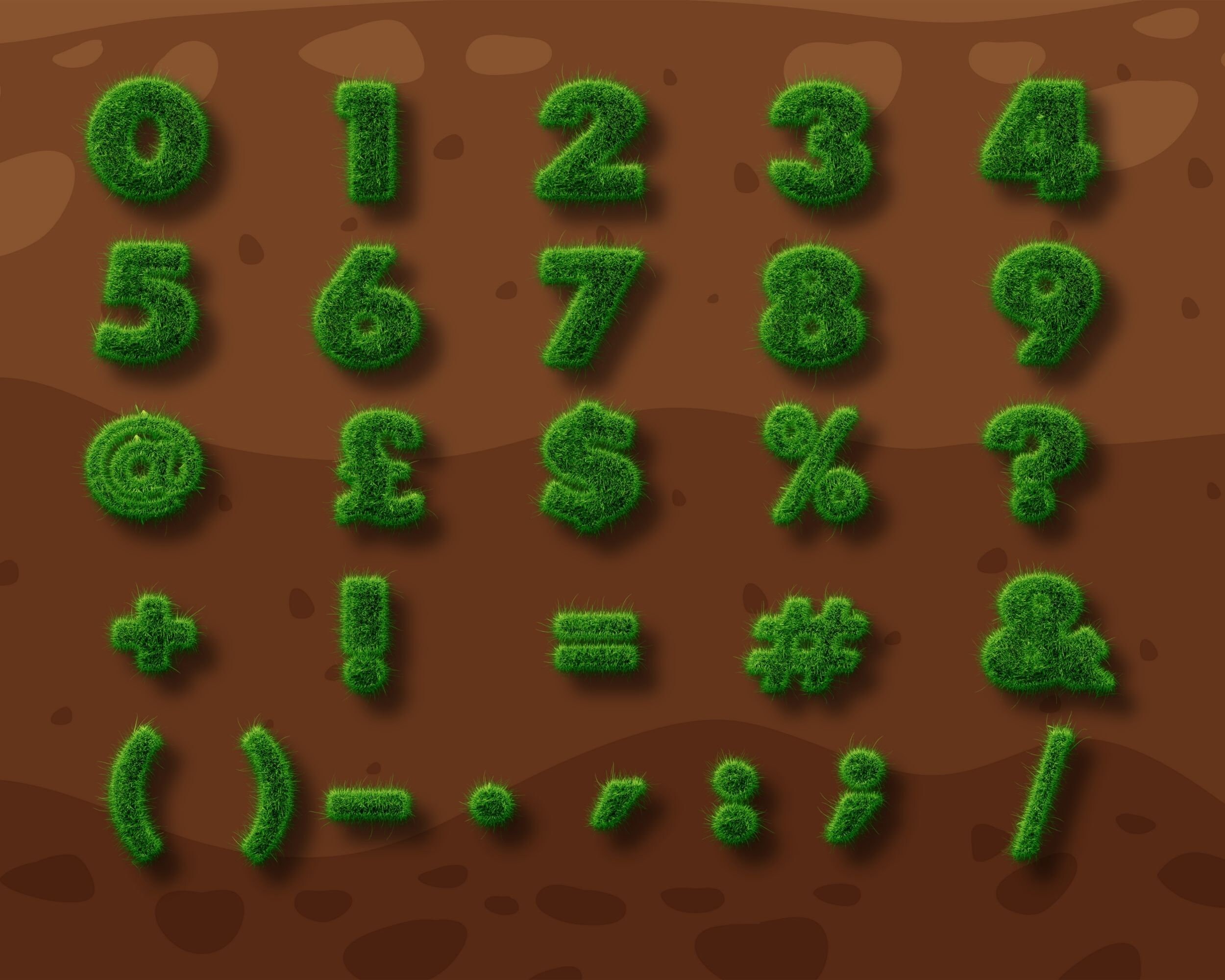 Grass Pattern Alphabet Letters Clip Art Set, Flora Font SVG, , Nature ...