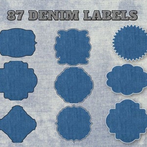 Etiquetas de jeans azuis clipart - conjunto de clipart de etiquetas de jeans digitais - clipart de etiqueta de jeans - etiqueta digital em PNG - uso comercial ok