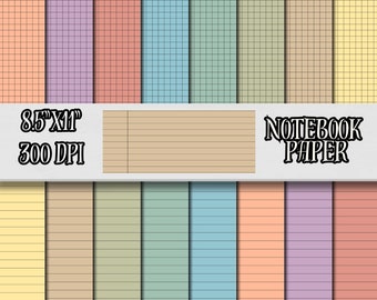 Notebook Paper, School Digital Paper - Printable Back To School Writing Paper And Graph  Pape, Creative Stationery,  Background Papers