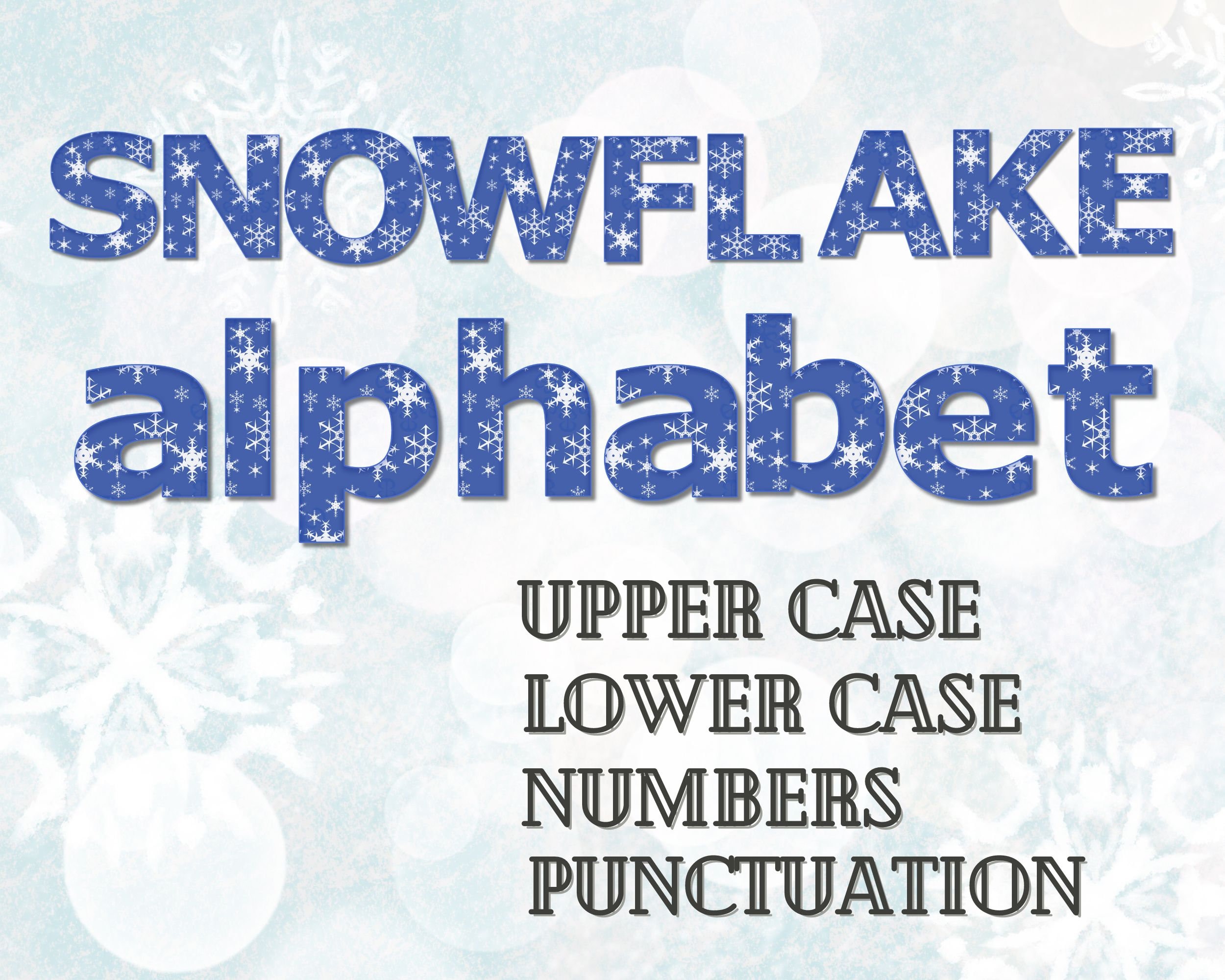 Snowflake Alphabet Letters Clip Art, Holiday Alphabet Font, Winter