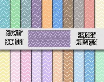 Pastel Chevron Digital Paper, Small Chevron Background, Skinny Chevron Digital Paper Pack - Instant Download - Commercial Use 8.5" X11"