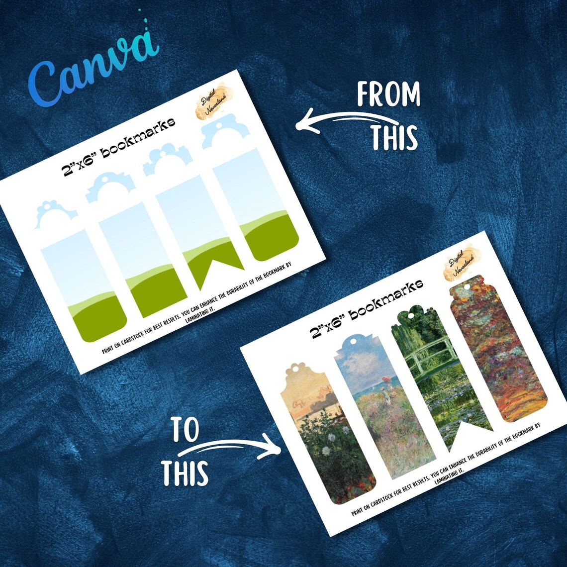 Editable Canva Digital Bookmark Template, Printable Bookmarks, Create ...
