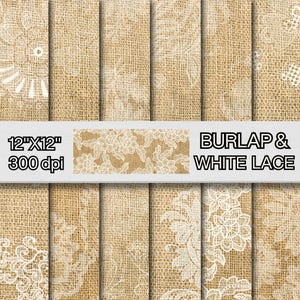 Carta digitale in pizzo bianco di juta, carta rustica per album, inviti di nozze, sfondi stampabili, pizzo di juta vintage, carte shabby chic