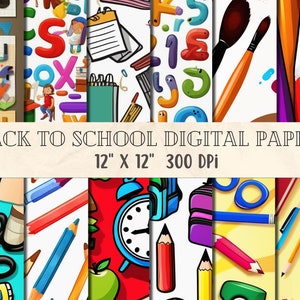 Zurück in der Schule Digitales Papier Bundle, Schultage Digitales Papier Pack, Schule Scrapbook Papier, Schule Scrapbook Papier, kommerzielle Nutzung #02