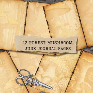 Kit de journal indésirable champignon #2, vintage, champignon, intercalaires de journal, journal indésirable, éphémères champignons forestiers, imprimable, pages de scrapbooking