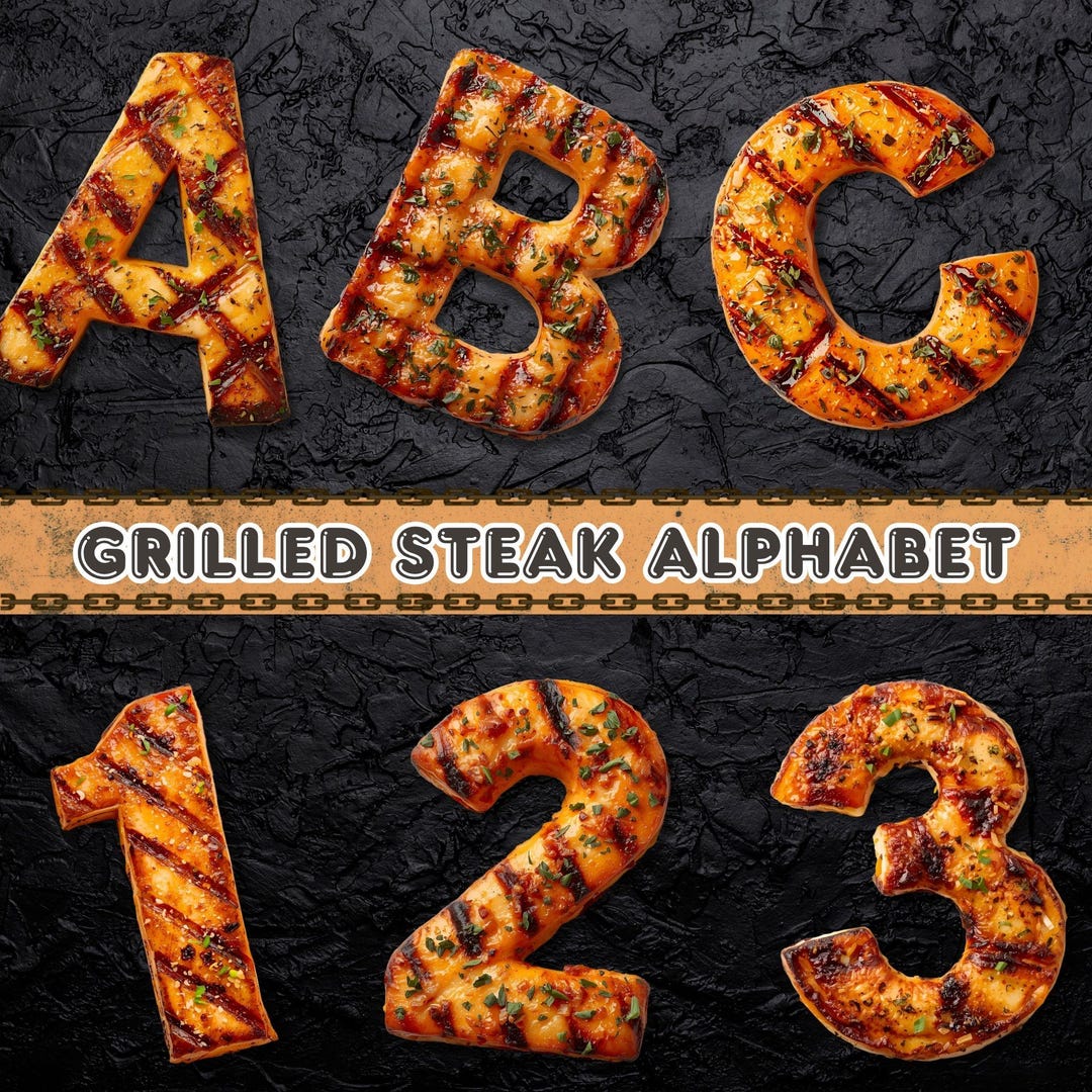 Bbq Letters Exploding Grilled Steak Alphabet PNG Clipart | BBQ Meat Letters | Food Font | BBQ ...