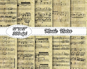 Vintage Sheet Music Digital Paper Pack: Scrapbooking, Cardmaking (Instant Download)