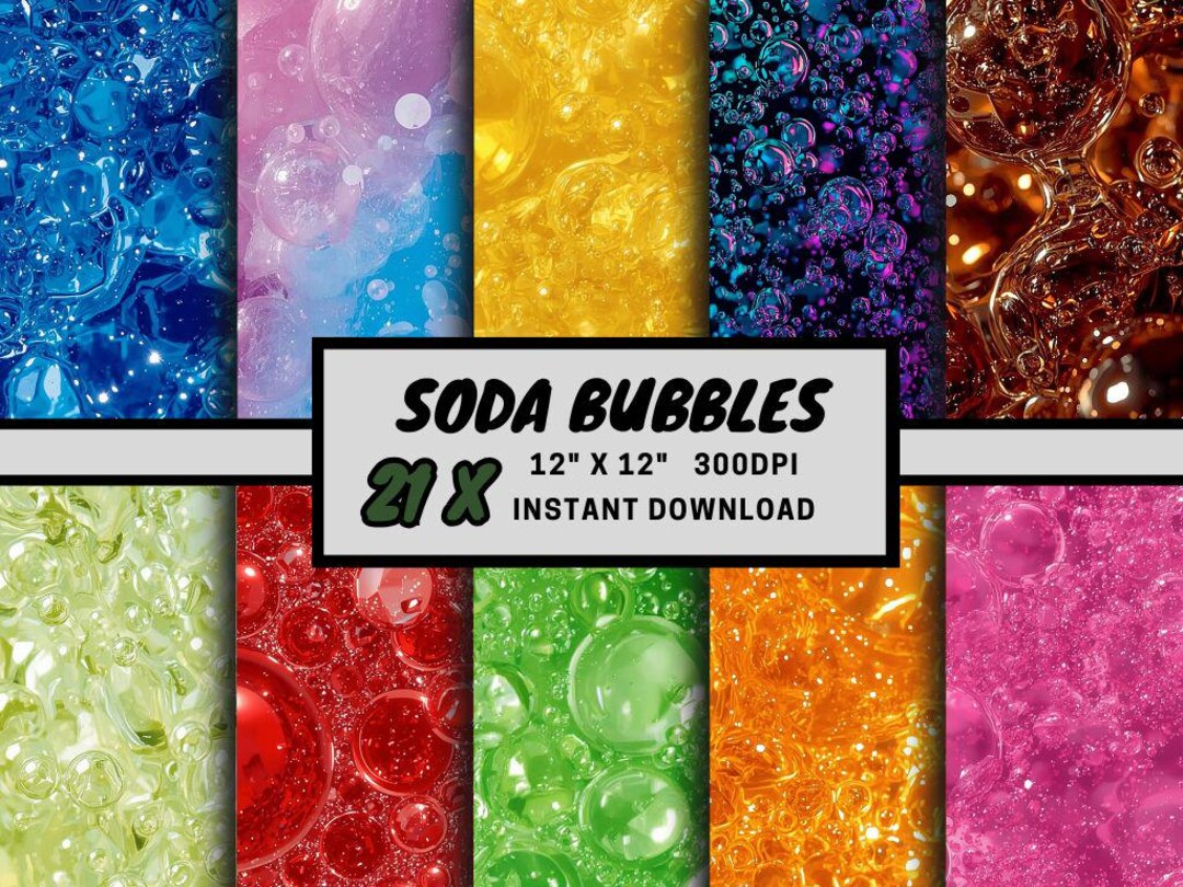 Soda Bubbles Digital Paper Pack, Seamless Bubble Texture, Colorful ...