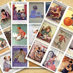 Vintage Good Housekeeping tijdschriftomslagen-Jessie Willcox afbeeldingen digitaal collageblad - Instant PDF | JPEG-download: scrapbooken, knutselen