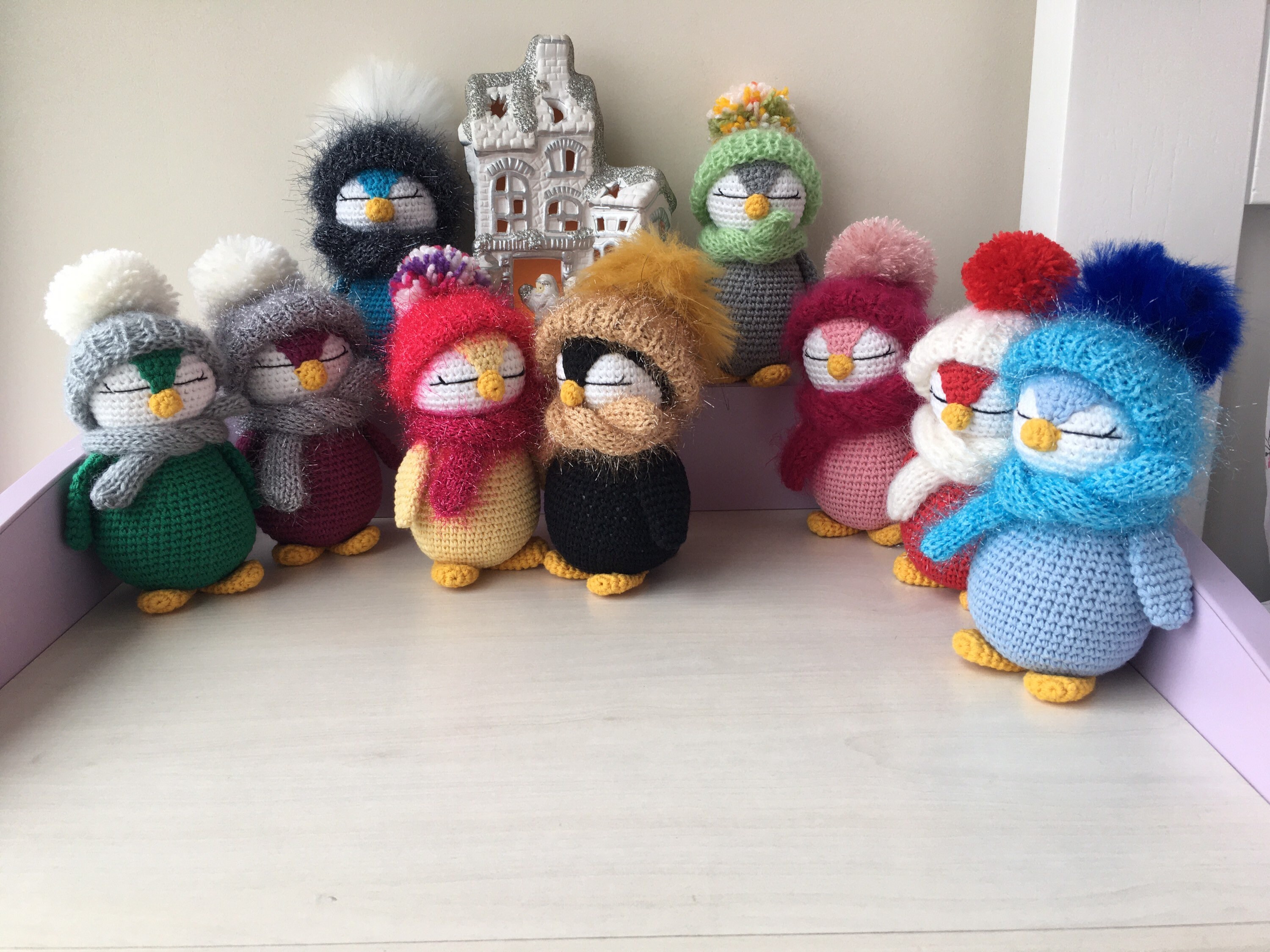 Gehäkelter Pinguin 6,5cm Mit Karte - Emotionaler Unterstützungspinguin Rosa