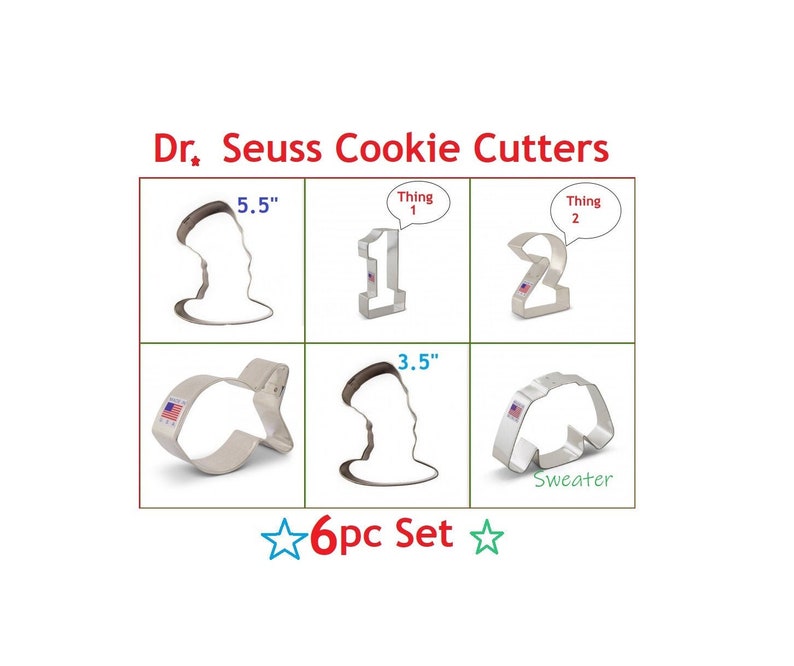 Cat in the Hat Cookie Cutters 6pc Dr Seuss Cookie Cutter Set FREE US SHiPPiNG