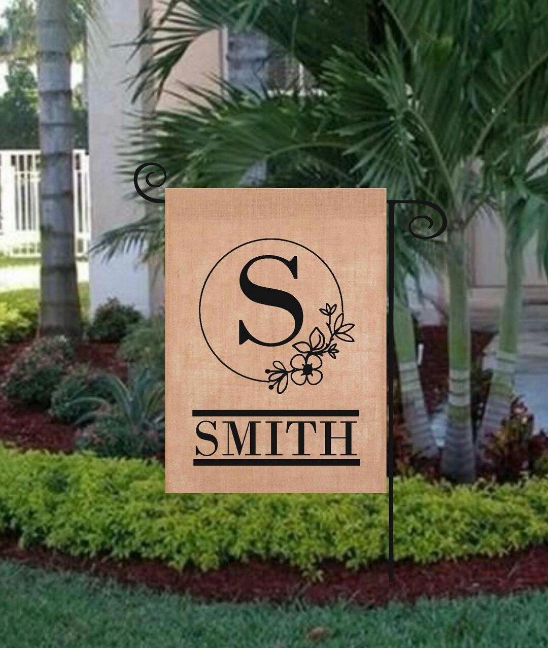 Monogram Burlap, Monogram Flag, Personalized Burlap Garden Flag ...
