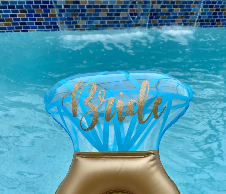 Pool drink float. Personalized inflatable drink holder. Inflatable drink holder. Pool drink holder. Bachelorette party. Diamond ring drink image 2