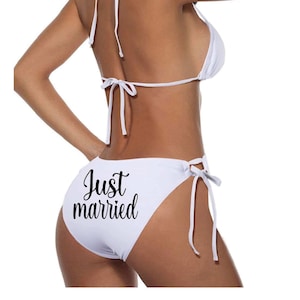 Personalized bride bathing suit. Bride suit. Bachelorette swim suit. Bride swim suit. Personalized Bride bikini. Bride bikini. Just married.