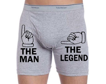 The man the legend. The man the legend underwear. Property of underwear. Mens personalized underwear. Wedding anniversary gift.