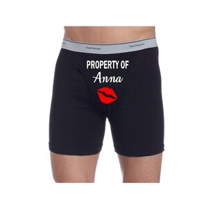 Boyfriend gift. Groom gift. Husband boxers. Property of boxers. Mens personalized underwear. Wedding gift. Custom underwear.
