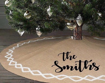 Personalized christmas tree skirt. Christmas tree skirt. Personalized tree skirt. Burlap tree skirt. Burlap christmas tree skirt.