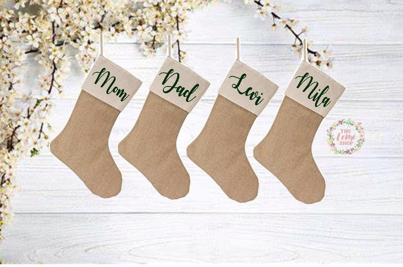 Personalized family stockings. Christmas stockings. Personalized Christmas stockings. Family stockings. Burlap stockings. Burlap stocking. image 1