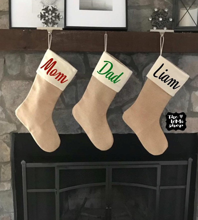 Personalized family stockings. Christmas stockings. Personalized Christmas stockings. Family stockings. Burlap stockings. Burlap stocking. image 5