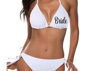 Personalized bride bathing suit. Bride suit. Bachelorette swim suit. Bride swim suit. Personalized Bride bikini. Bride bikini.