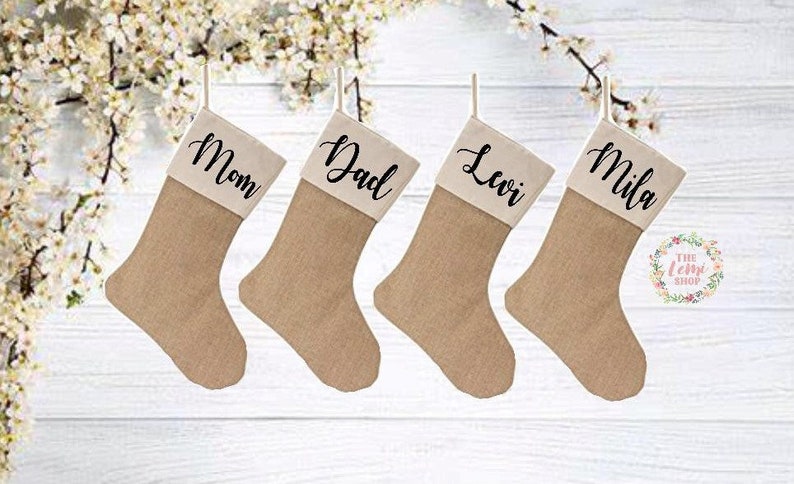 Personalized family stockings. Christmas stockings. Personalized Christmas stockings. Family stockings. Burlap stockings. Burlap stocking. image 3