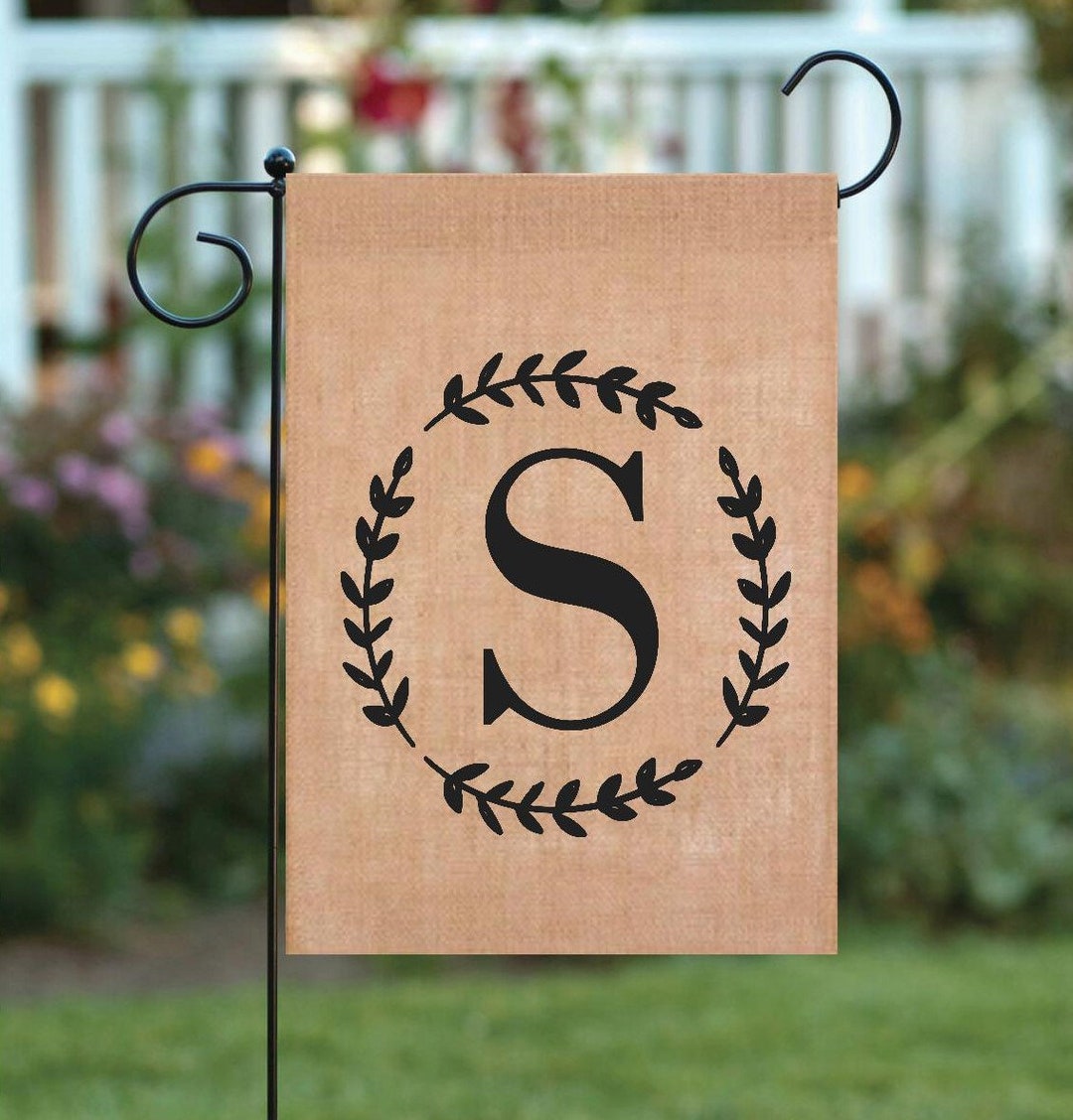 Monogram Burlap, Monogram Flag, Personalized Burlap Garden Flag ...